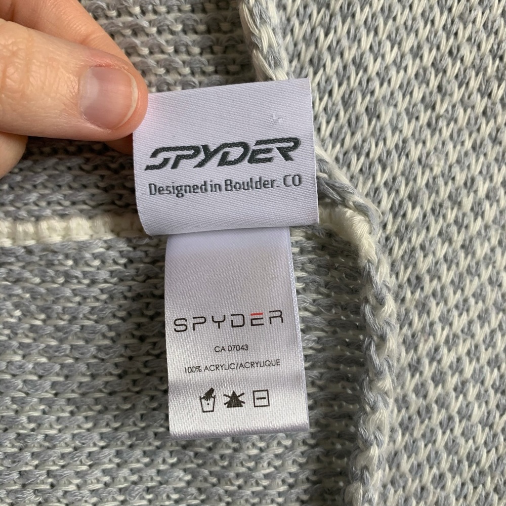 Spyder, grey and white knitted infinity scarf - Picture 5 of 8